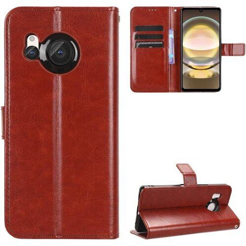 Miimall AQUOS R8 pro PUレザー ケース 手帳型ケース アクオス R8 pro SH-51D カバー カード収納 サイドマグネット スタンド機能付き 財布型 レザー シャープ sh51d ケース アクオス R8 pro SH-51D 6.6インチ ブラウン 1990