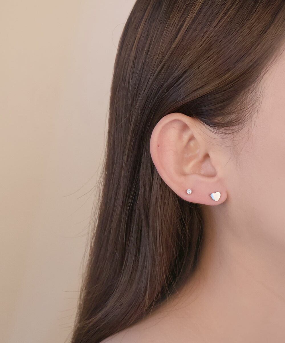 【SELECT】サージカルステンレス 316L キュービック ジルコニア ハート ピアスセット  金属アレルギー対応
