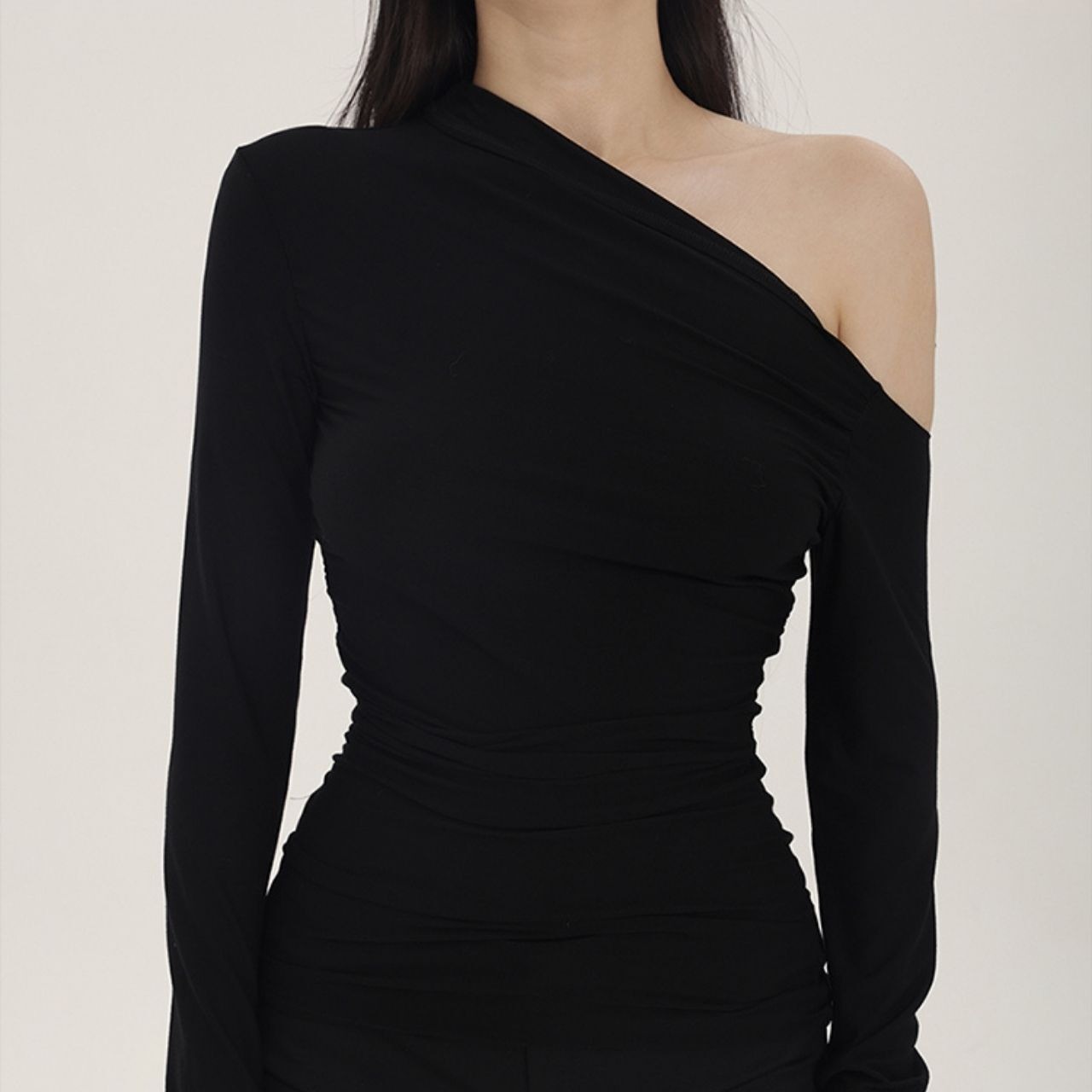 袖ジップワンショルダートップス　LT0030014