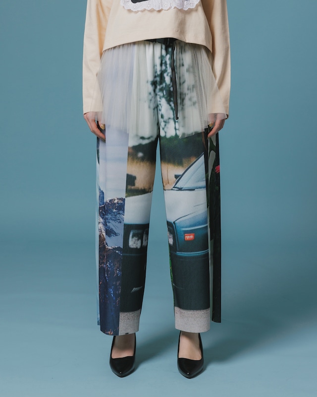 【NON TOKYO ノントーキョー】 / PRINT RIB WIDE PANTS プリントリブワイドパンツ / COLLAGE