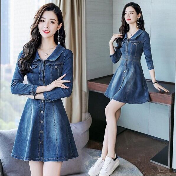 デニム ミニ ワンピース デニムワンピース ミニ丈 膝上 袖あり 長袖 Vネック 襟付き フレア Aライン ウエストマーク ポケット ハイウエスト 前開き デニム ブルーデニム かわいい 大人可愛い きれいめ シンプル カジュアル 大人 上品 おしゃれ 大人女子 こなれ感 ラブリー デニム ミニ ワンピース デニムワンピース ミニ丈 膝上 袖あり 長袖 V