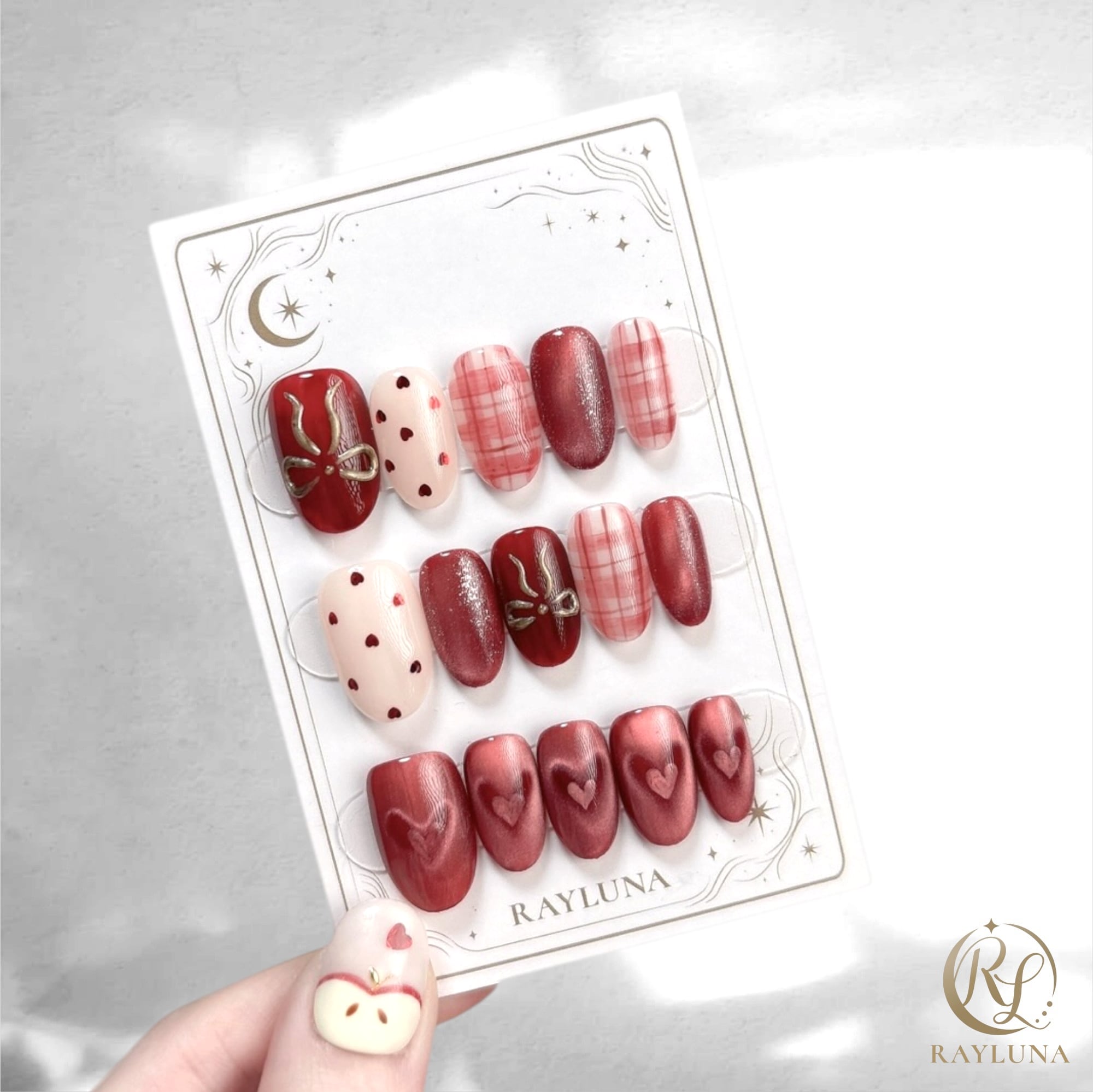 【#865】繰り返し使える【プレミアム】ネイルチップ15枚セット/ミディアム オーバル/XY425