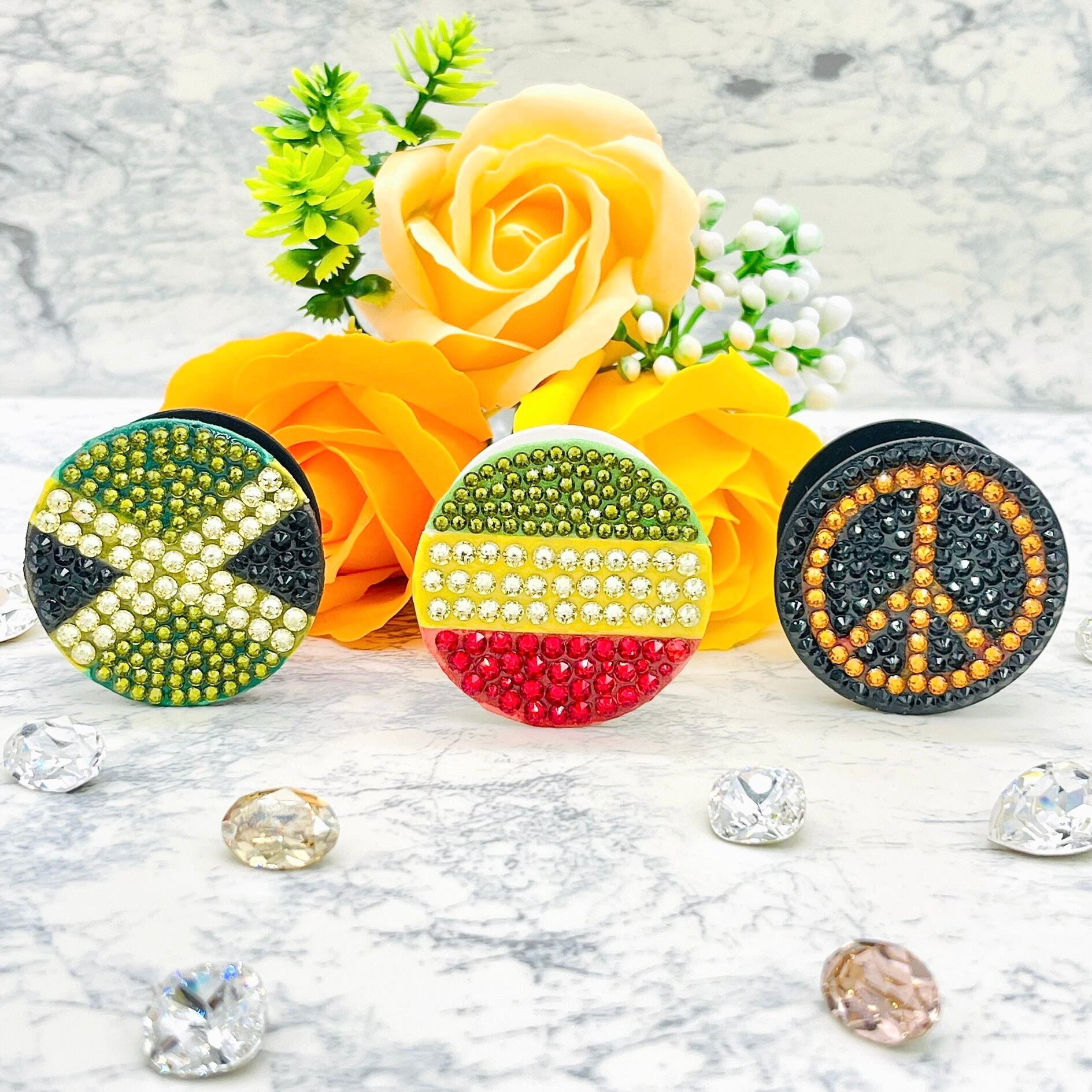 多機種 全機種対応 レゲエ ラスタカラー ピースマーク ジャマイカ 宝石