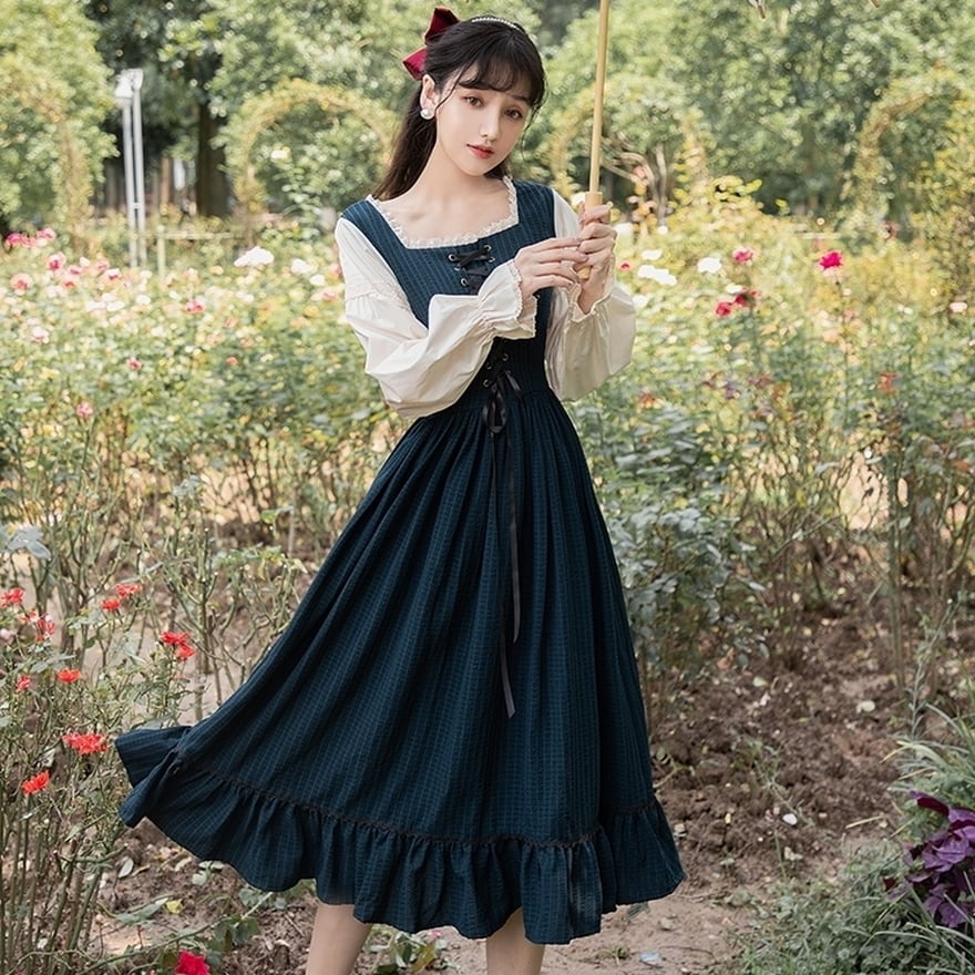 ワンピース 長袖 レトロ クラロリ クラシカルロリィタ フレンチ