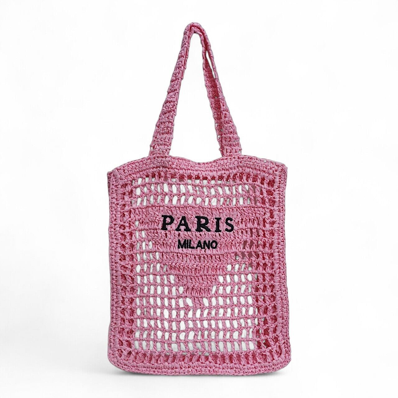 ラフィアトートバッグ ピンク Raffia tote bag Pink