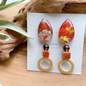 " Earrings NO.danoan-66″ REDリバティと天然石