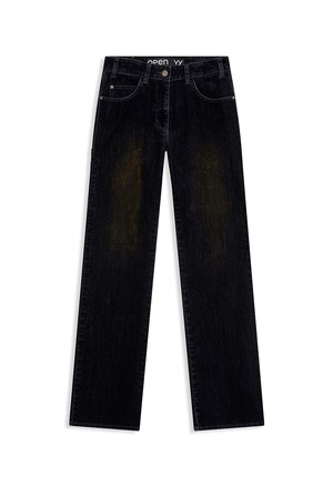 [OPEN YY] VELVET DENIM TRUCKER PANTS, BLACK 正規品 韓国ブランド 韓国通販 韓国代行 韓国ファッション オープン ワイワイ 日本 店舗