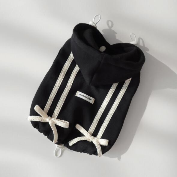 予約【DURANG RURANG】RIBBON HOODIE JACKET (BLACK)