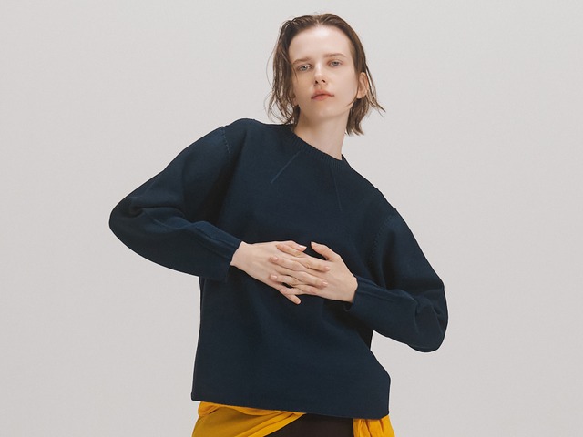 UMILE Yarn CREW NECK PULLOVER / NAVY
