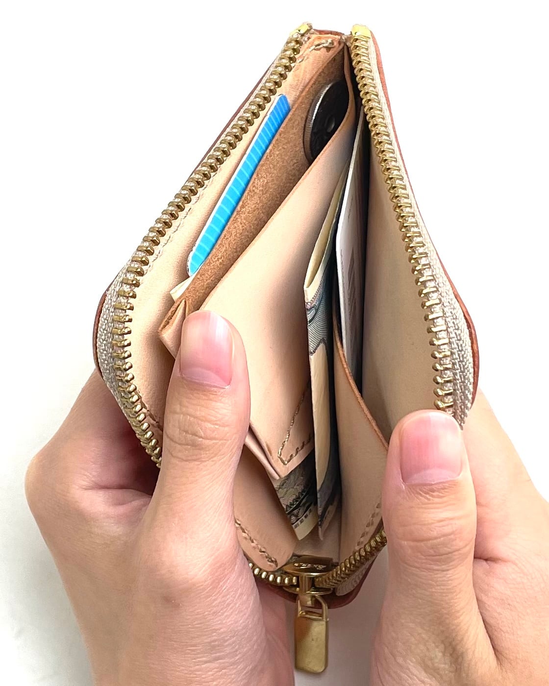 L字ミニ財布 牛ヌメ革黒 | レザースタジオアイエミー