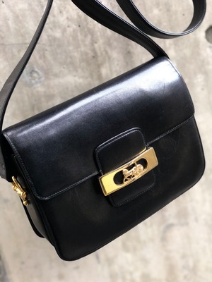 CELINE セリーヌ　馬車　ホースキャリッジ　レザー　クロスボディ　ショルダーバッグ　ブラック　vintage　ヴィンテージ　オールドセリーヌ　kruda7