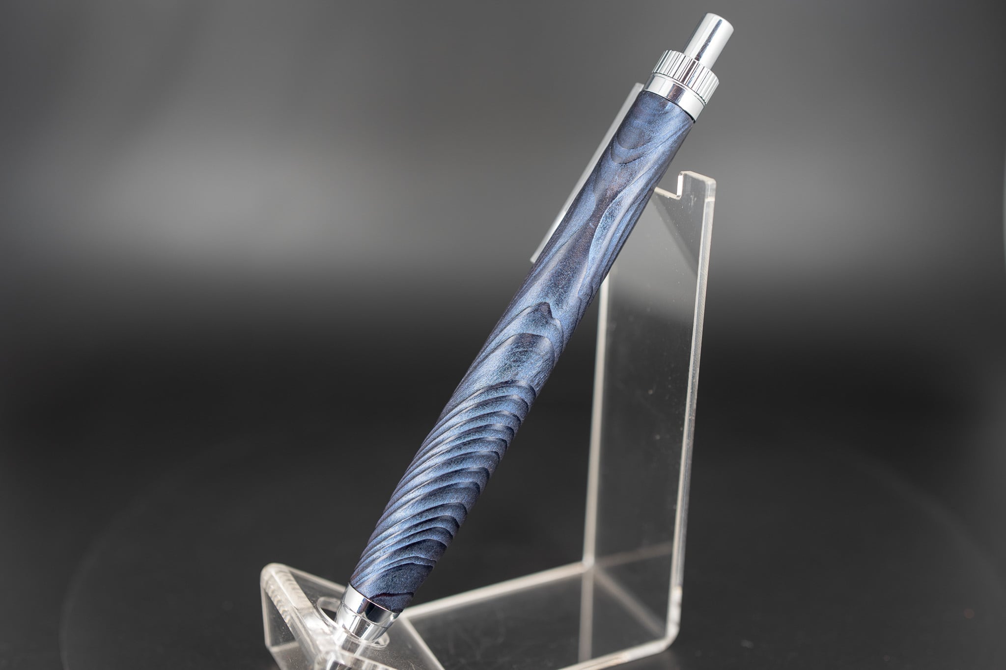 藍霞】屋久杉 浮造り 国産漆 silver MP | 木軸ペン工房 金杢犀