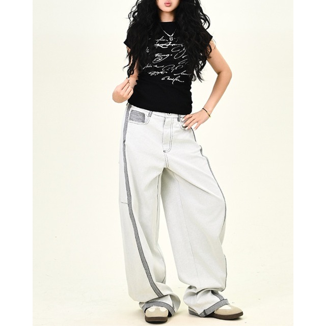 sideline white pants　サイドラインホワイトパンツ　J1208