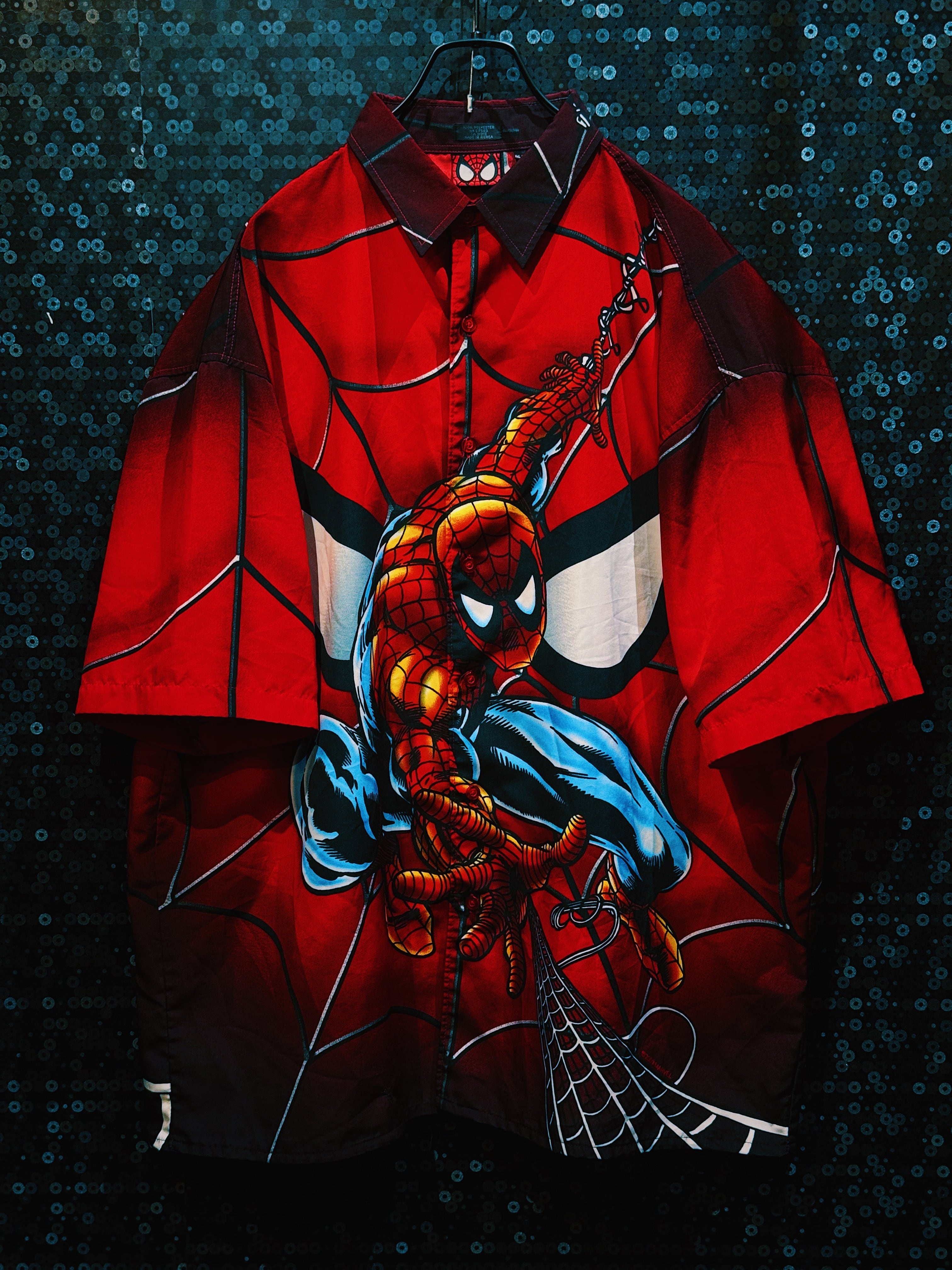 【ÆIEM】"SPIDER MAN"official vintage double sided print half sleeve shirt