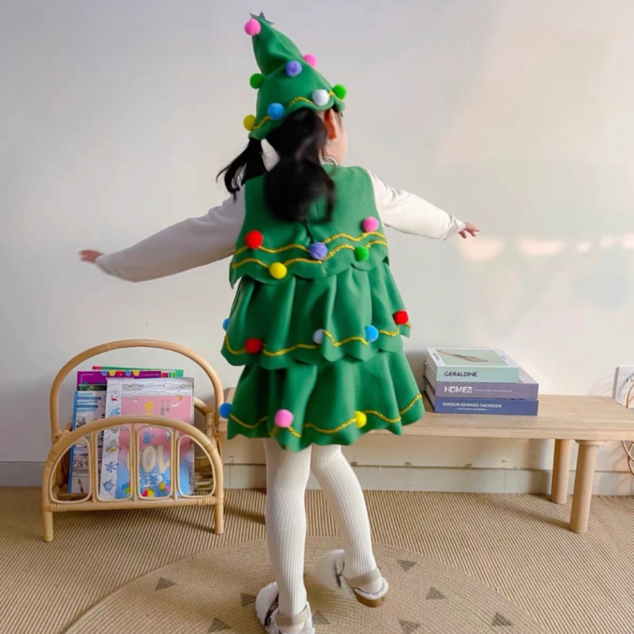 クリスマスツリー仮装ワンピース帽子つき