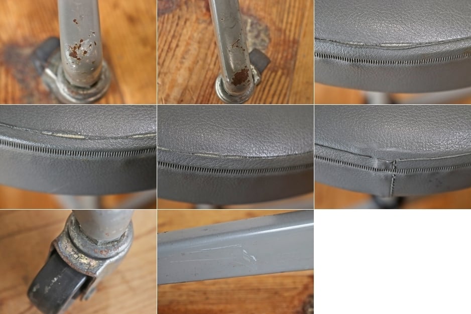 レトロ キャスタースツール 丸椅子 回転 昇降 学校 合皮 オフィス