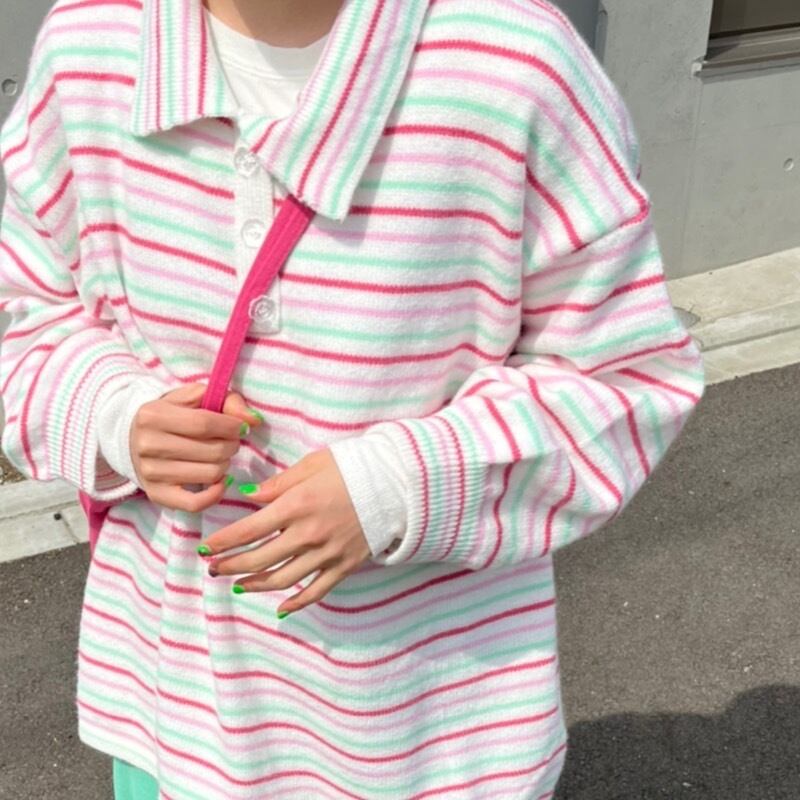 polo collar border knit_LN01048