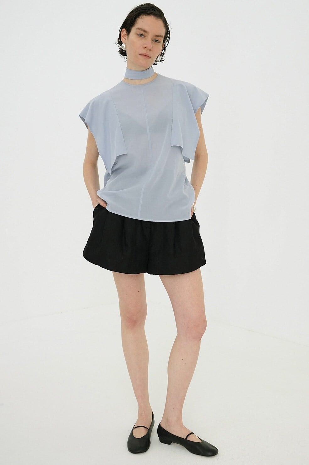 CLANE(クラネ) SQUARE SLEEVE BLOUSE BLUE | サウスオレンジ｜メンズ