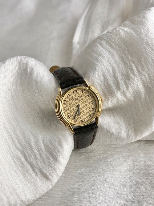 Christian Dior クリスチャン ディオール CD柄 腕時計 ゴールド×ブラウン レザー vintage ヴィンテージ オールド 2mewkg