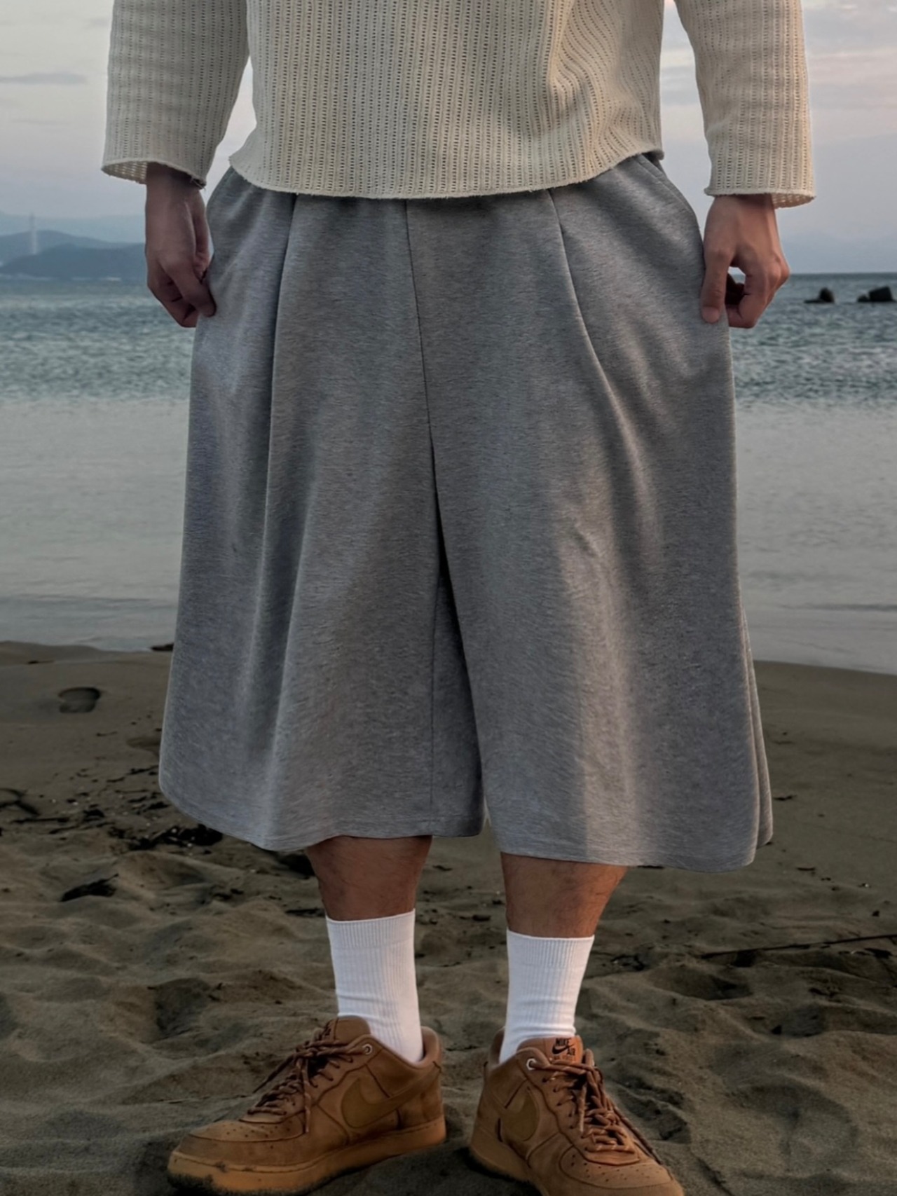 Cozy One Tuck Wide Bermuda Long Pants (2color) - 7
