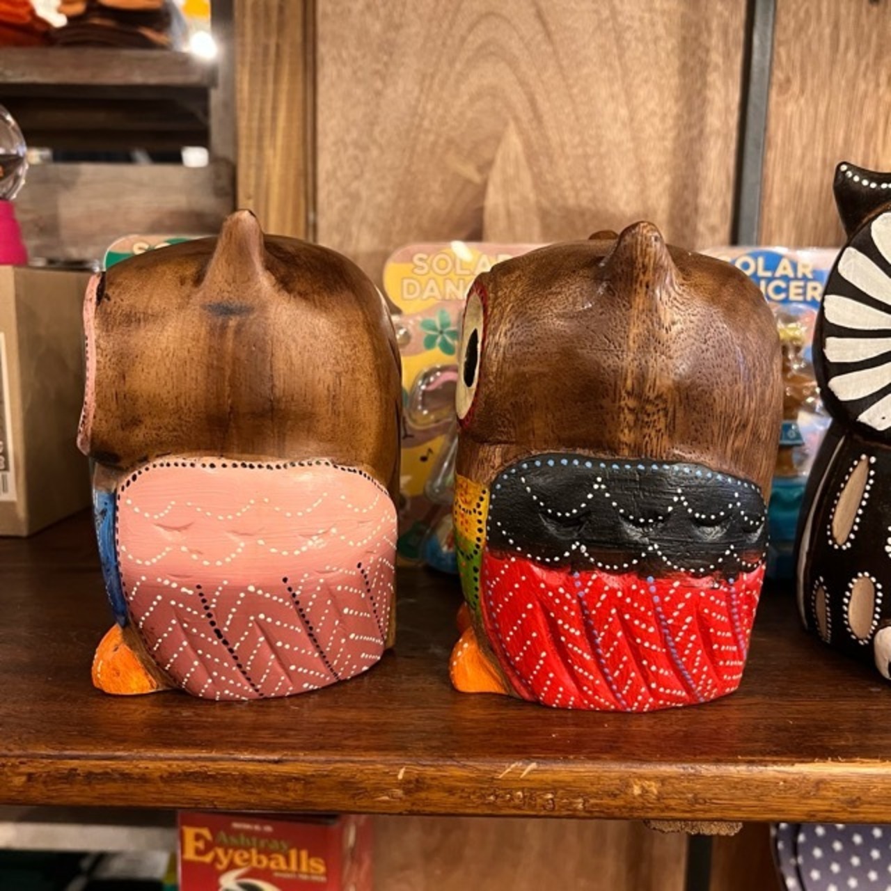 Wooden Owl Carvin M　木彫りフクロウ M 2Type　フクロウ　オブジェ　雑貨　飾り　アニマル