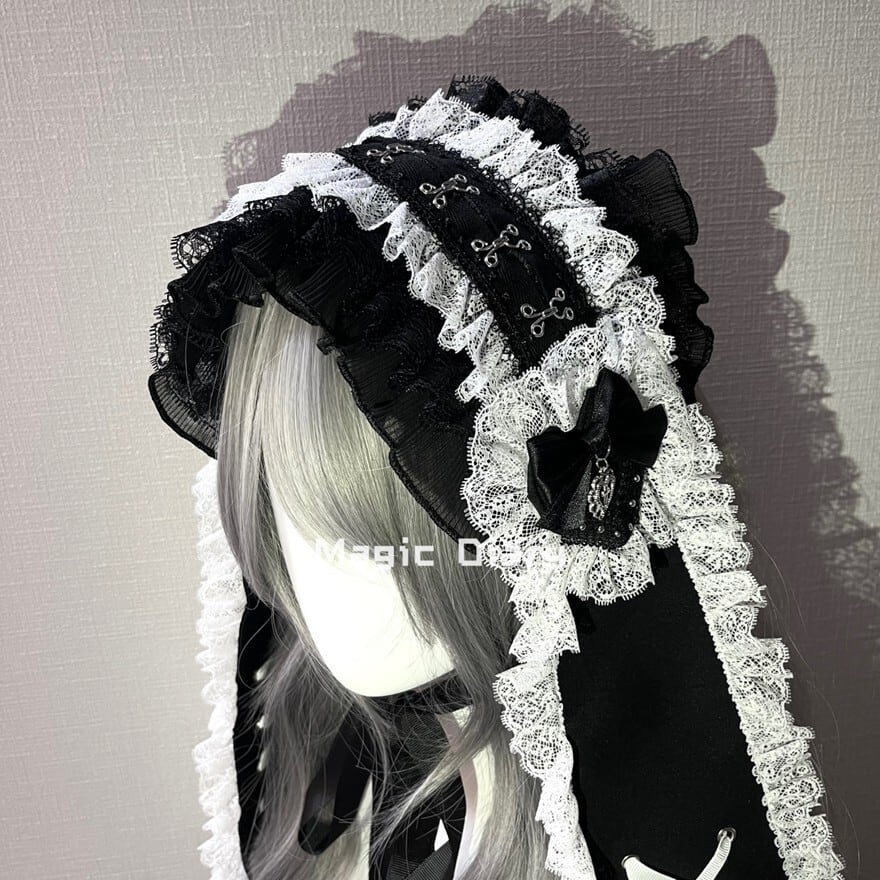 ロリータファッション ゴシックロリータ｜ケモ耳ヘッドドレス 黒白