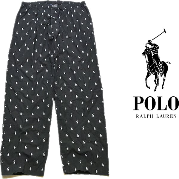 ラルフローレンPOLOポニー黒パジャマパンツメンズレディースOK559196