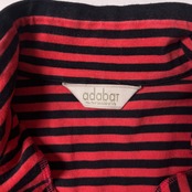 adabat アダバット ボーダー ハーフジップ ストレッチ 長袖ポロシャツ 40/ブラック ピンクレッド