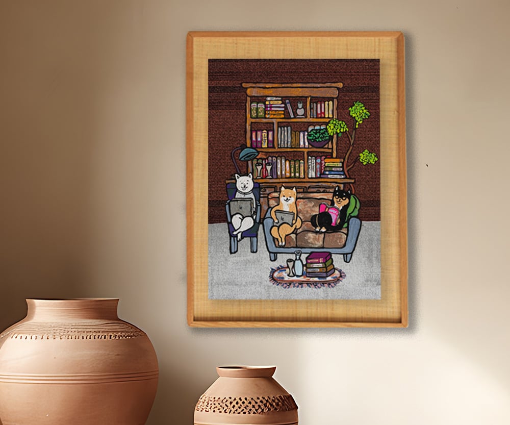 A3ポスター】学ぶ柴犬達（SHIBA dog learning） | Yoshie Moriuchi