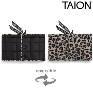 TAION タイオン マウンテン リバーシブル ダウンネックウォーマー 800FP ダウン95% ボア マイクロリップストップ アジャスター付き 防寒 保温 ユニセックス TAION-R203MT BLACK×LEOPARD