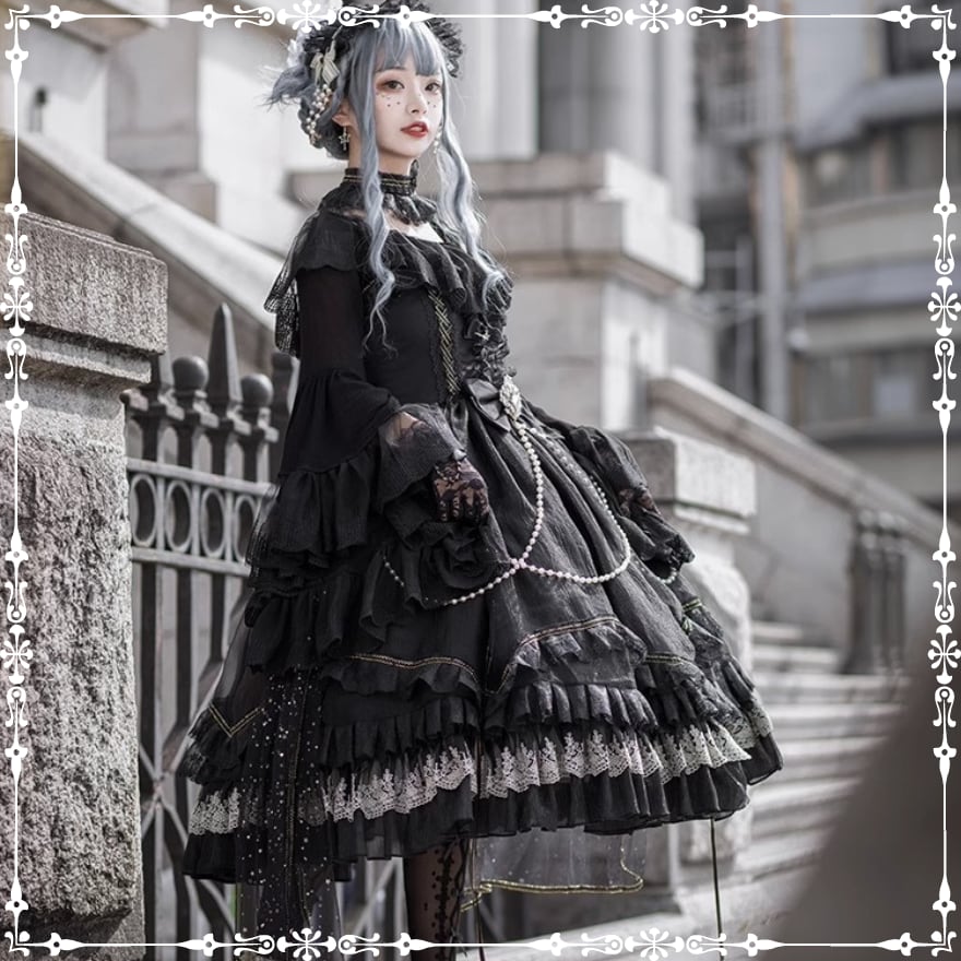 即納/ハロウィン・イベント衣装 ゴスロリドレス プリンセスドレス