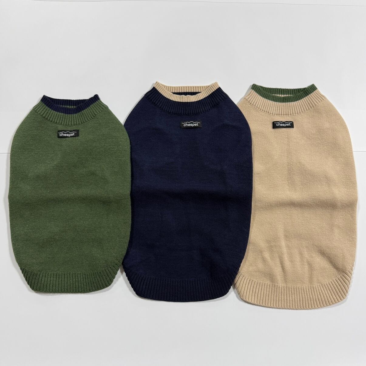 秋冬新作】小型犬用配色ニット タグ背中 | CafeWayWay291