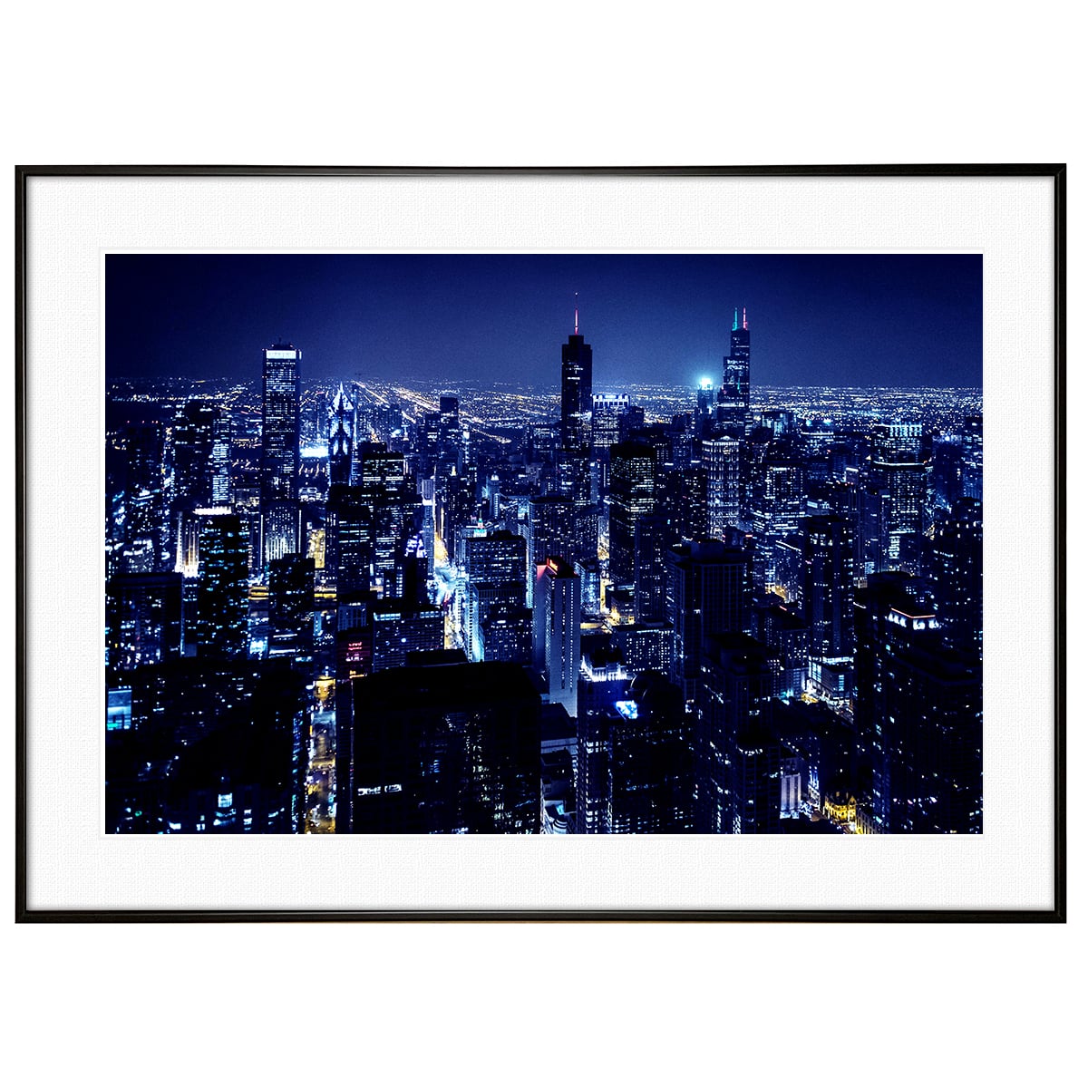 夜景写真 アメリカ シカゴ インテリアアートポスター額装 AS1257