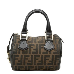 フェンディ ズッカ ミニ ハンドバッグ 8BL103 ブラウン キャンバス レザー レディース FENDI 【中古】