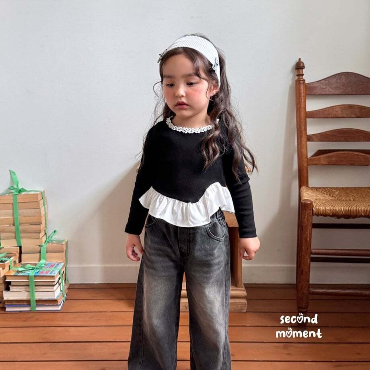 韓国子供服 / 26Autumn / 〖取寄〗second moment / ジュピターリボンTシャツ / キッズ服 / 女子服 *XS~JL*
