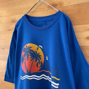 【Four Seasons Apparel】夕日 椰子の木 Tシャツ リゾート プリント 2XL ビッグサイズ US古着 アメリカ古着