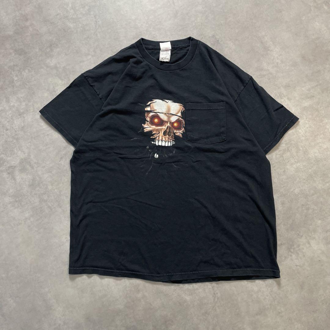 90s 00s ドクロ 飛び出し骸骨 おもしろ ヴィンテージ tシャツ