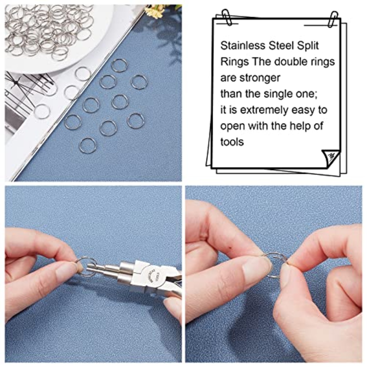 UNICRAFTALE 100個 15x1.8mm 304ステンレス製スプリットリング 丸カン 丸リング 銀色 金属色 キーホルダー 二重リング 平キーリング 鍵飾り 手作り アクセサリーパーツ DIY用パーツ 副資材 ハンドメイド クラフト 手芸用品