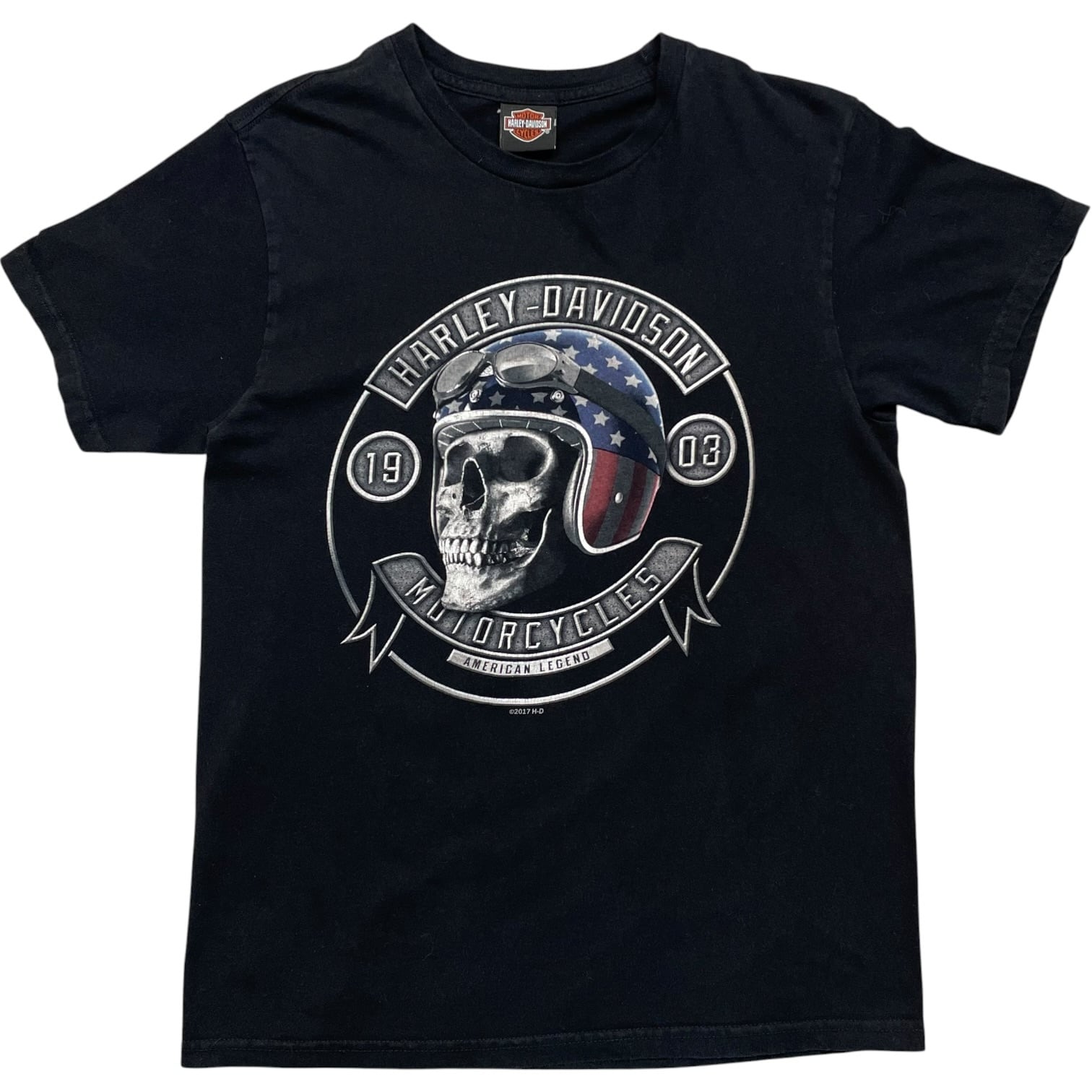 《L》Harley-Davidson ハーレーダビッドソン Tシャツ ドクロプリント バックプリント ブラック no.10097