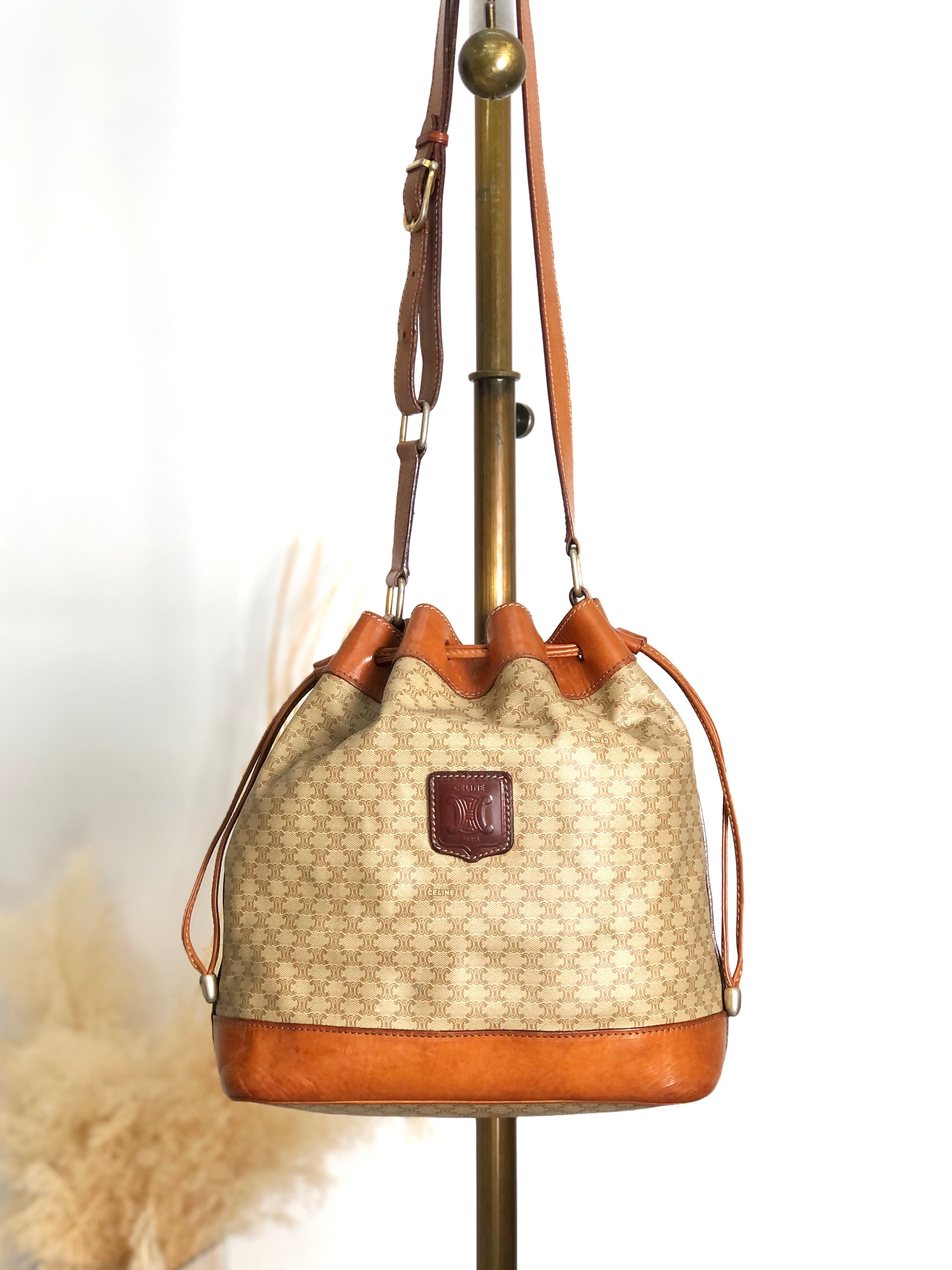 CELINE セリーヌ マカダム ショルダーバッグ ベージュ ブラゾン型押し
