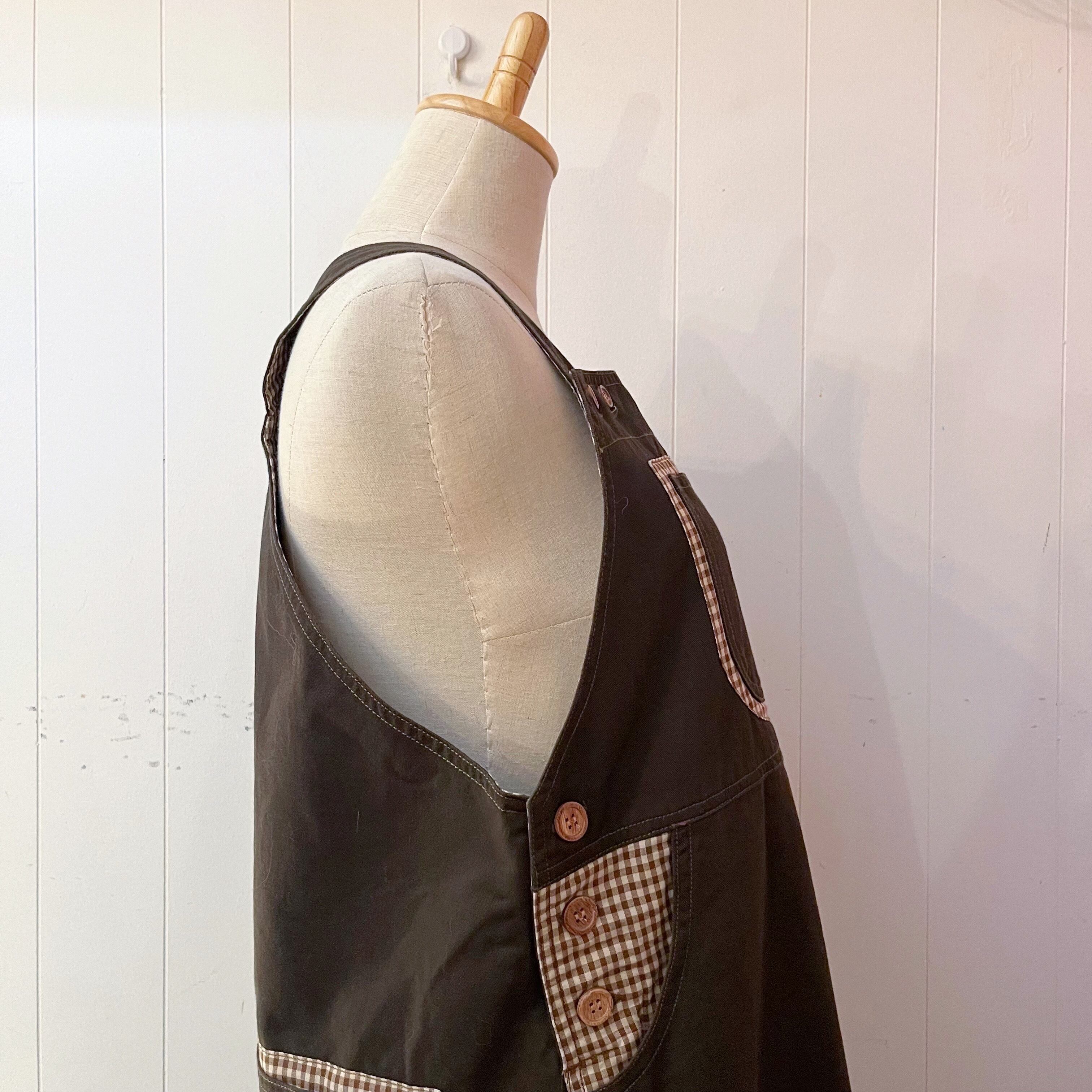 gingham check brown salopette skirt