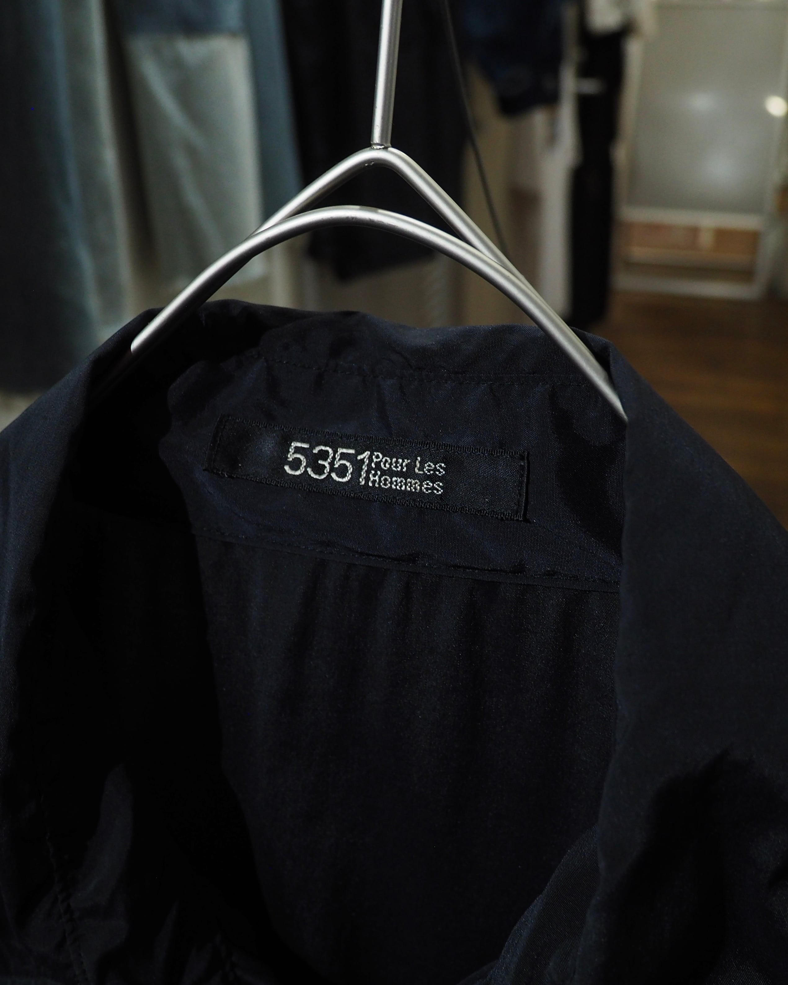 1990 - 00s " 5351 Pour Les Hommes " Black Pointed Collar Archive Drape Shirt