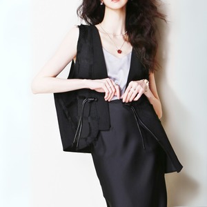 アシンメトリーフリンジベスト　00749