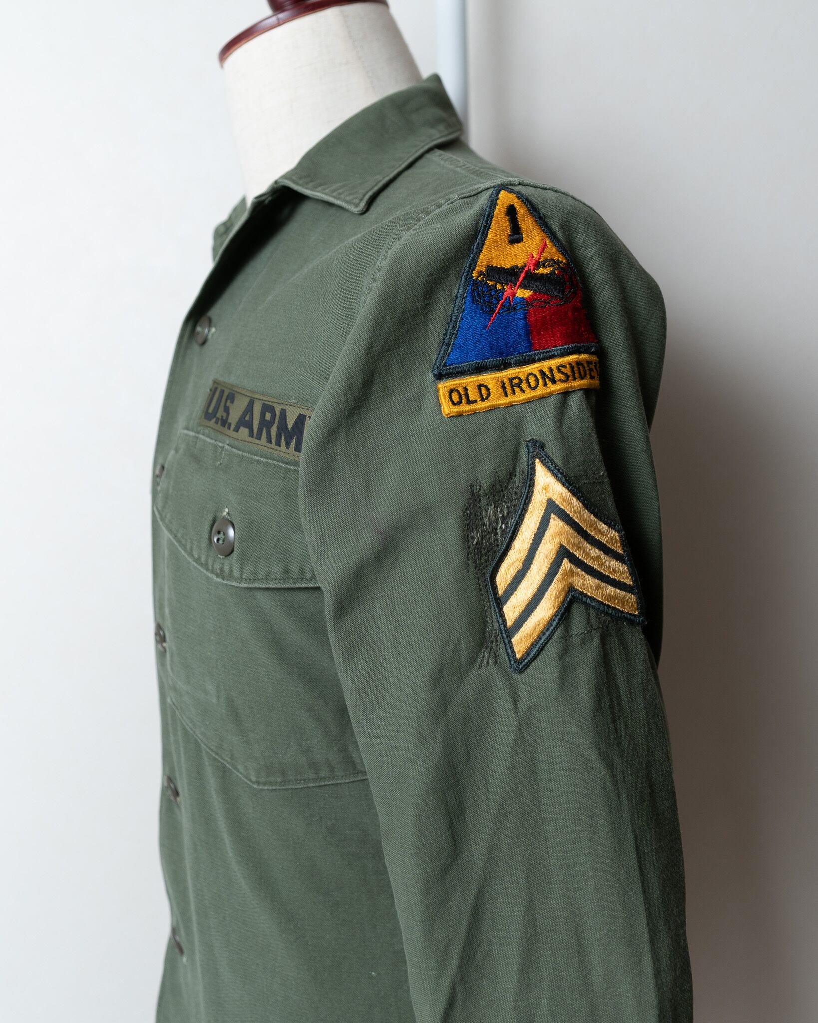 14 1/2】U.S.Army 70's OG-107 Utility Shirt Cotton100％ 