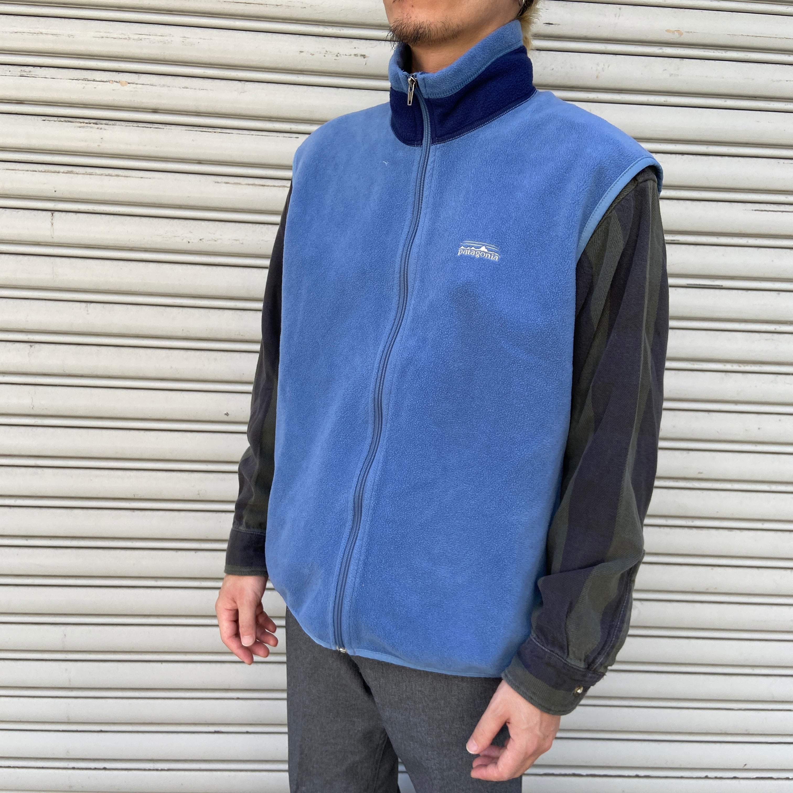 patagonia USA製 パタゴニア フライヤーフリースベスト 青系 L patagonia USA製 パタゴニア フライヤーフリースベスト 青系 L