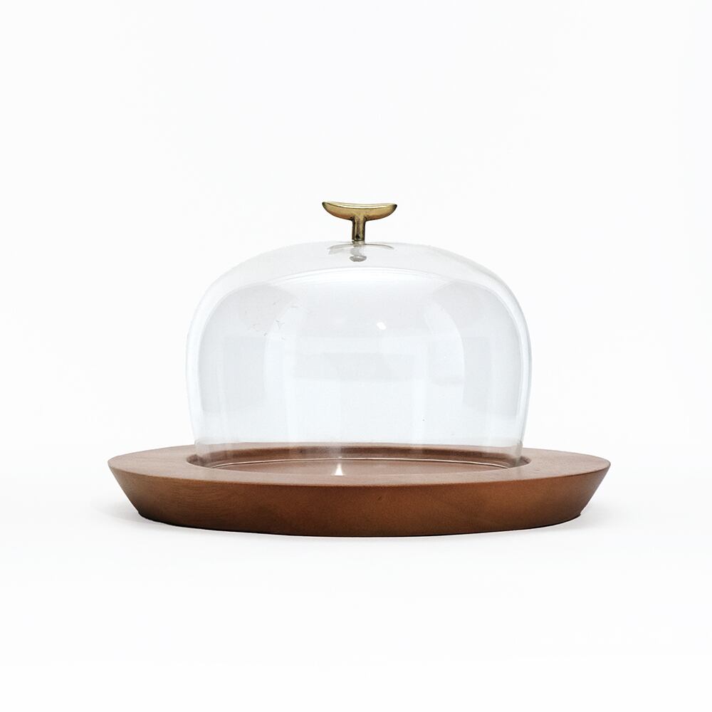 ガラスドームSサイズ アンティークゴールドの持ち手付きガラスドーム