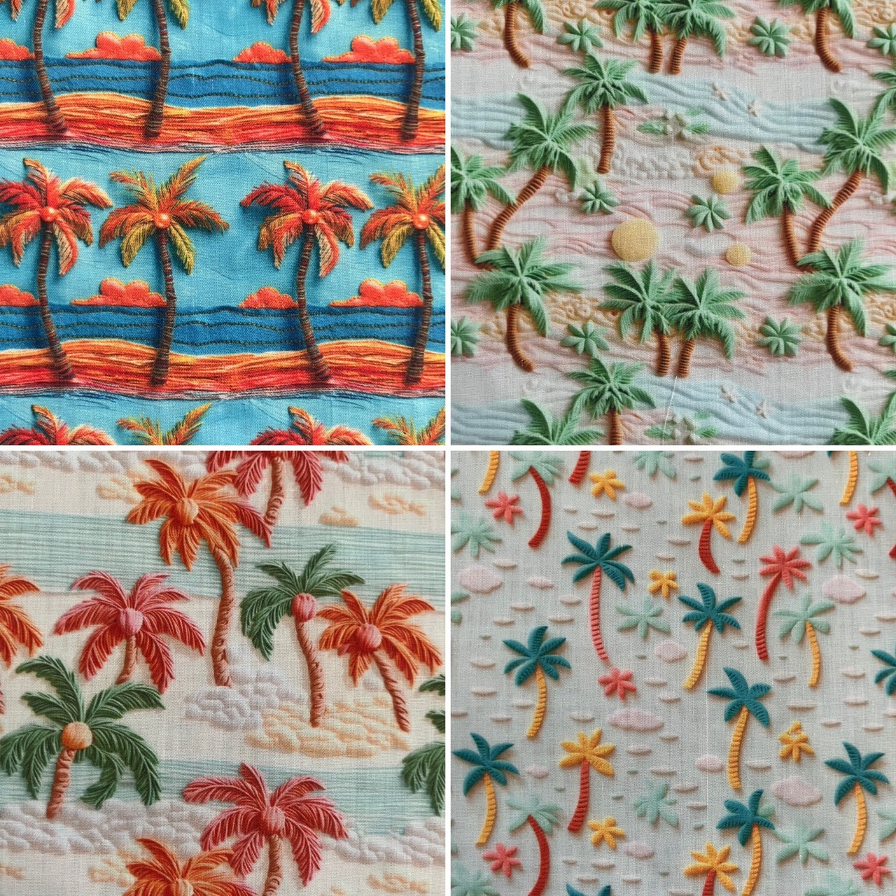 4種ミニセット　パームツリーファブリック生地