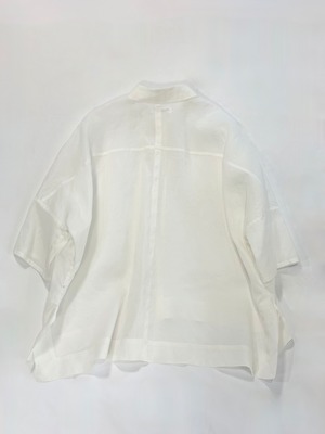 FACTORY・綿（コールドマーセ加工）　カジュアル半袖シャツ・ホワイト