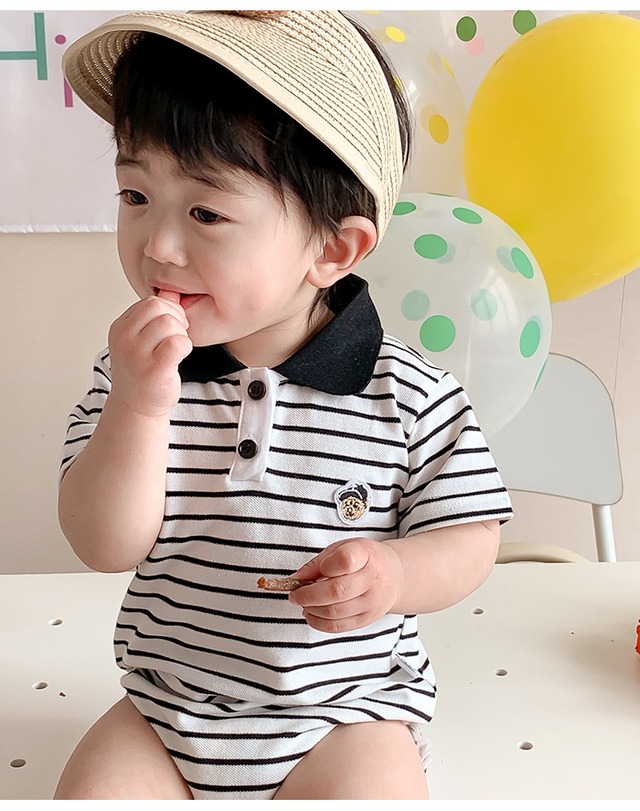 【BABY】キャプテンくまポロ襟半袖ボディスーツ - 11