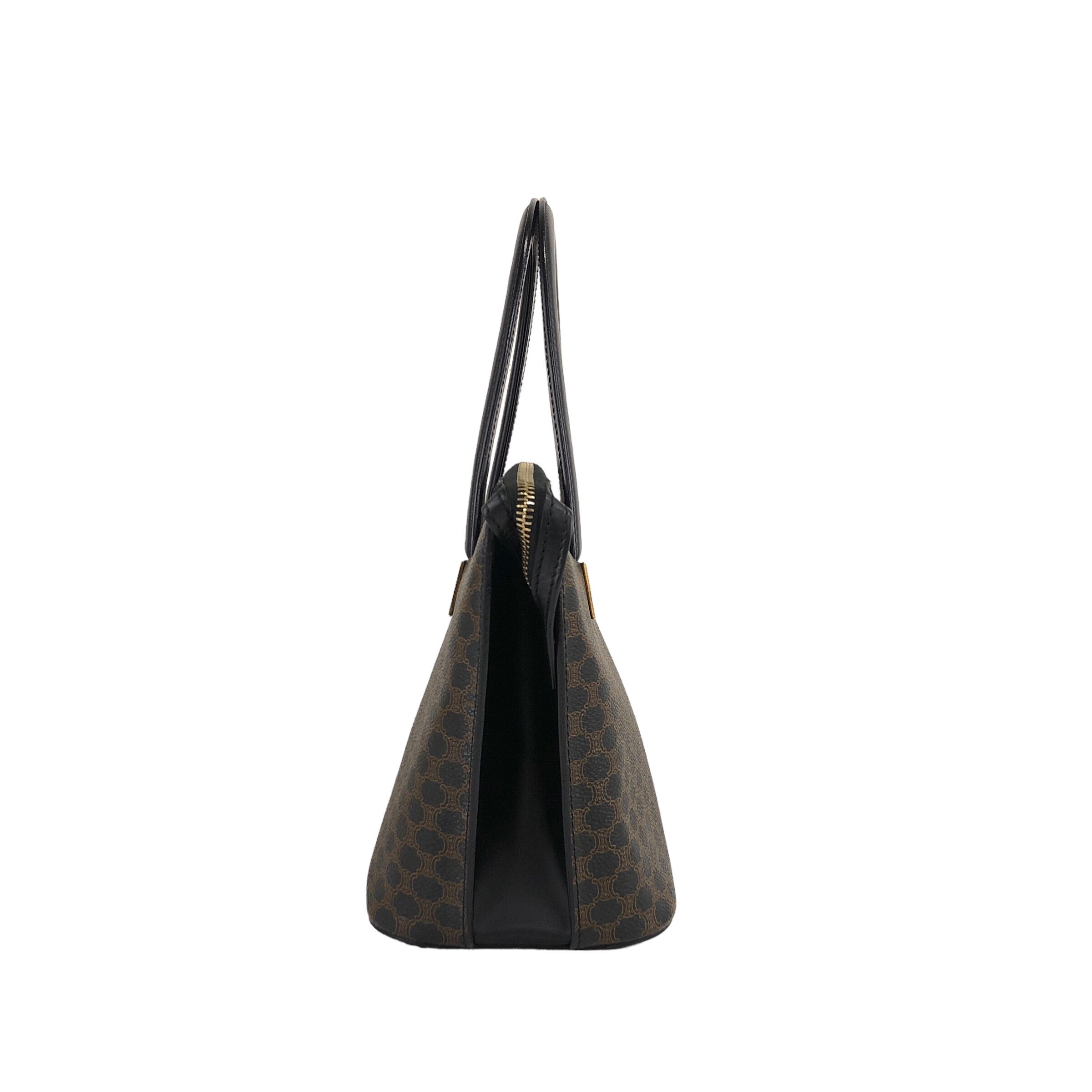 CELINE セリーヌ マカダム ハンドバッグ ブラック PVCレザー トート